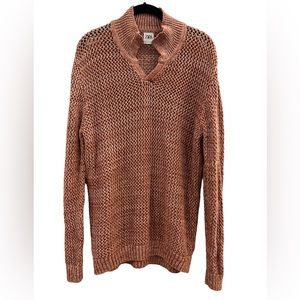 Zara Women’s Burnt Orange Long Sleeve Knit Sweater Size XL